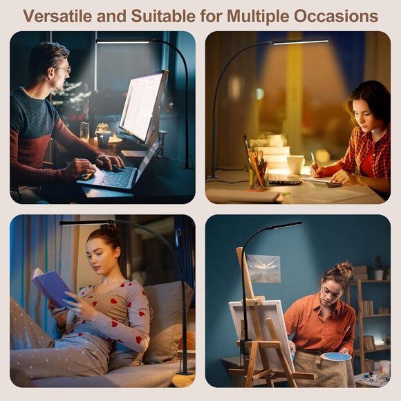 Led Desk Lamp for Home Office, Eye-Caring Desk Light with Clamp, Clip on Light f - Picture 5 of 6